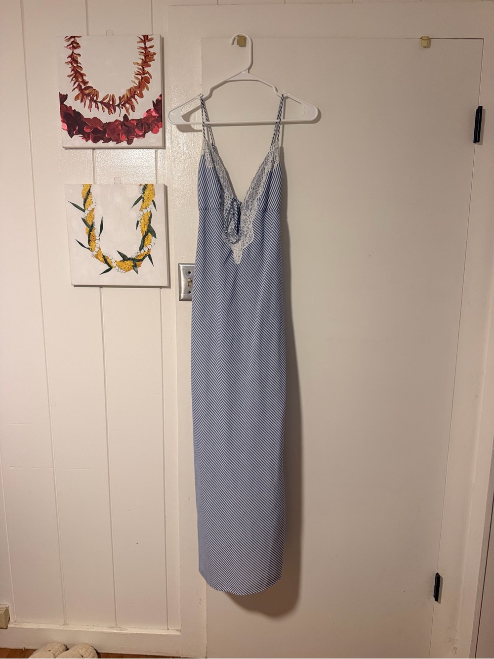 Wild Fable Light Blue Striped Lace Maxi Dress